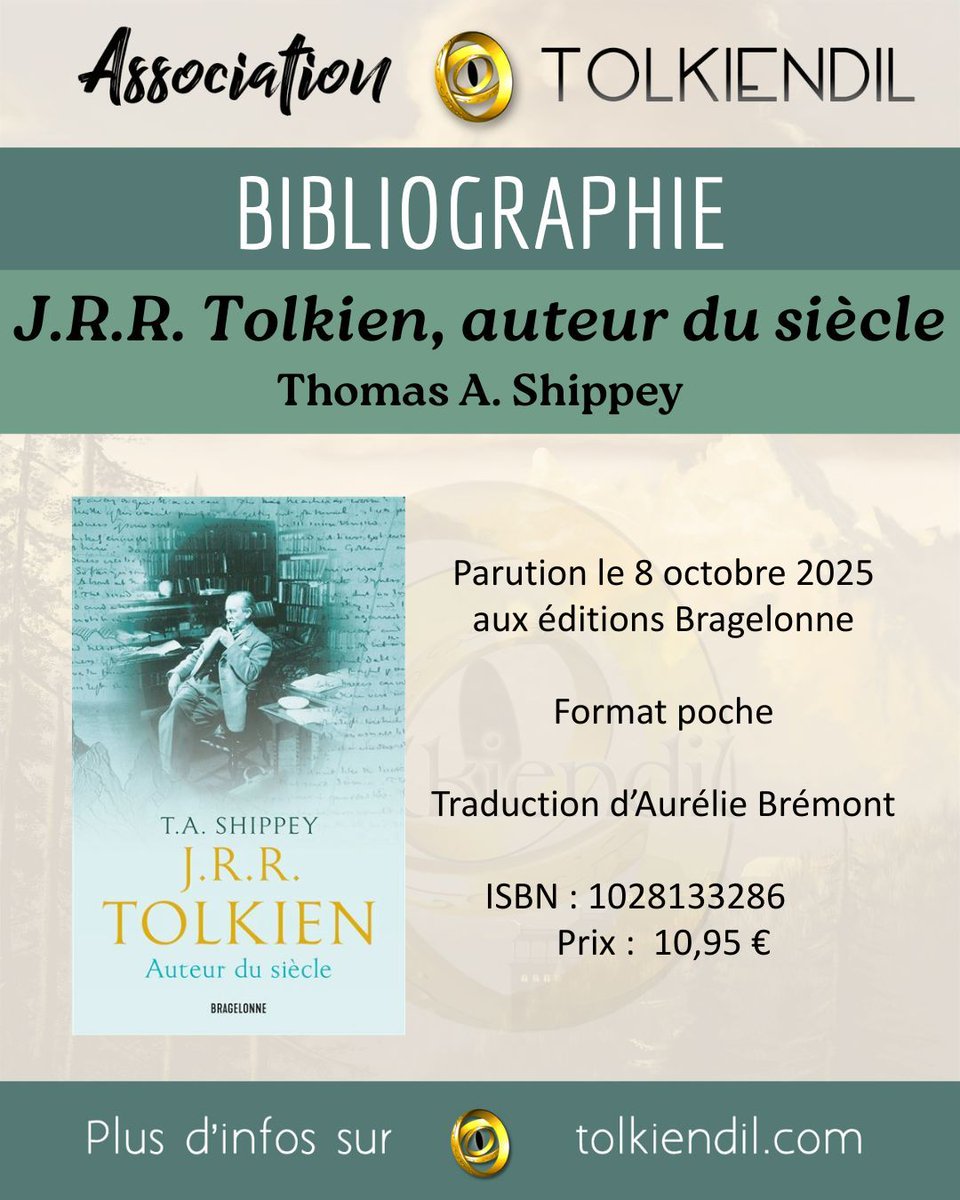 Aujourd'hui paraît "J.R.R. Tolkien, auteur du siècle", par T.A. Shippey, aux éditions@bragelonnefr  !
Il s'agit de l'édition poche d'un texte salué à plusieurs reprises par des fans et spécialistes de Tolkien. Retrouvez l'analyse de nos membres : tolkiendil.com/tolkien/sur-to…