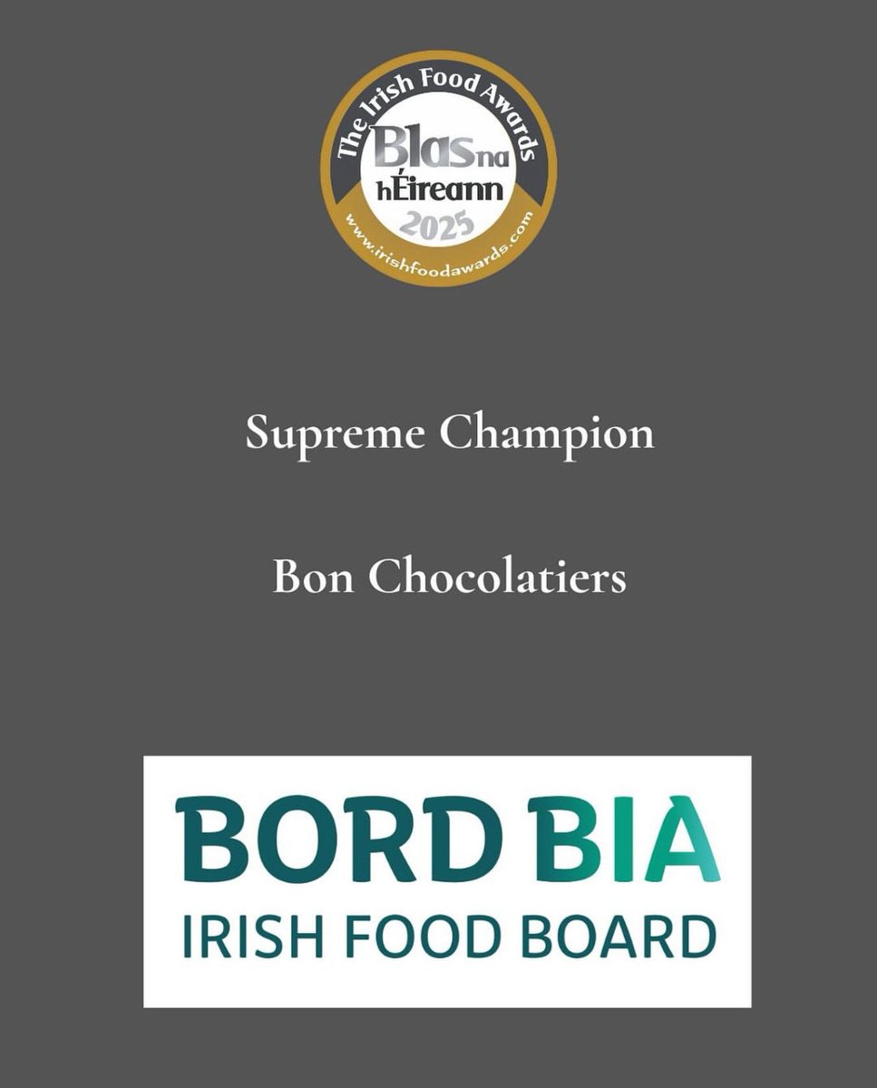 bonchocolatiers's tweet image. Supreme Champion at @BlasNahEireann 🏆

What an unforgettable week, incredible awards and welcoming our little girl, Fía 💛

This one’s for Georgia and Fía, and for everyone who’s supported us on this journey.

Sláinte.