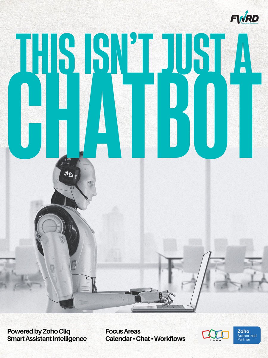 FWRDtweets's tweet image. Zoho Cliq’s smart assistants bring real context to teamwork—managing tasks, crafting replies, and reducing app switching. For hybrid teams, it’s not just helpful, it’s essential. Smarter workflows, fewer clicks, more impact. #FWRDCRM #ZohoCliq #SmartAssistants #Productivity