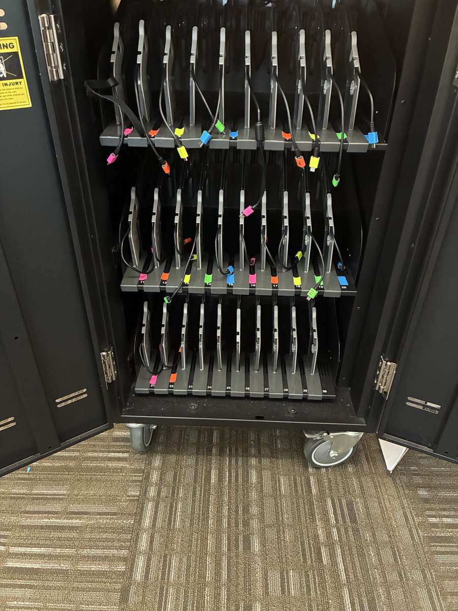 One of my 3rd graders organized and color coded my Chromebook cart today. 🩷 Can you believe she did this with minimal assistance from me?