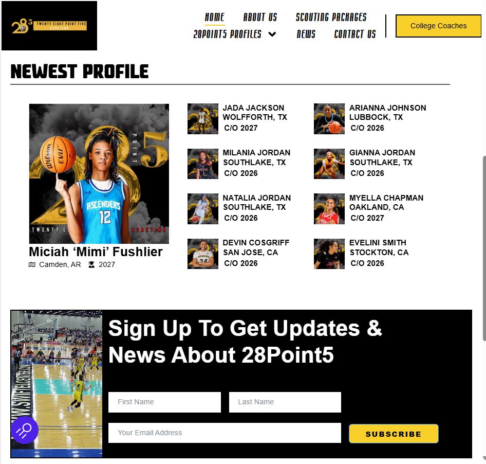 '27 W Miciah 'Mimi' Fusilier (AR) is one of the nation's best. 

✏️5-star talent

At 6-4, she can lead the break, shoot the 3, and drain the turnaround J at the end of the shot clock. 

⭐️ 28.5 Scouting 
28point5scouting.com/inside/