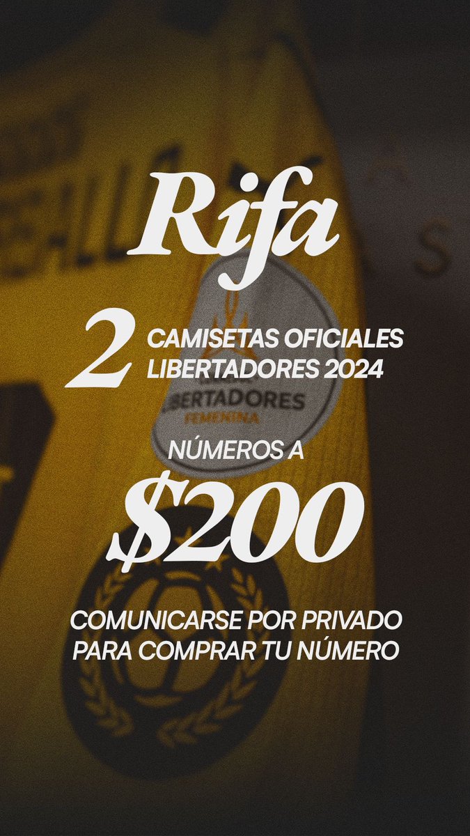 Quieres colaborar con nuestra ida al torneo en Brasil y participar de un sorteo por dos camisetas oficiales de la libertadores femenina del 2024?

Escribime por privado!! 💛🖤