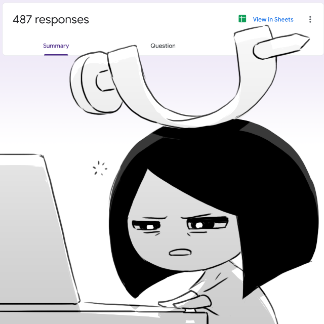 Mikeinelart's tweet photo. Day 1 of the mini-contest:
There are 487 submissions so far.

Poor little girl. Even after she [censored], she still has to check and judge hundreds of drawings.

#missinghalloween https://t.co/ggLGkG6RRk