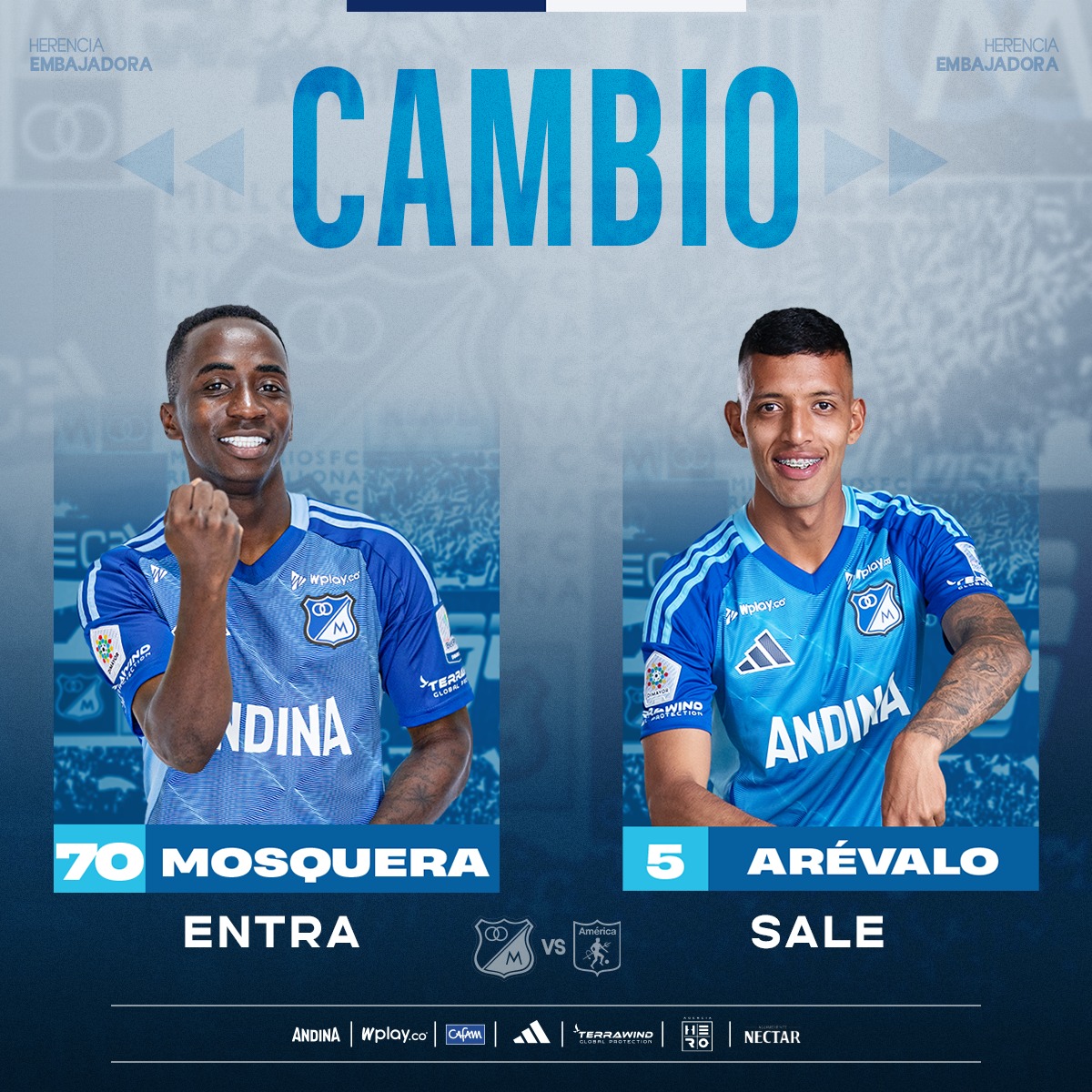 MillosFCoficial's tweet photo. 🔃 Cambios azules.

Ⓜ️ 1-1 👹 |#MFCvAME https://t.co/I0osVCsZXn