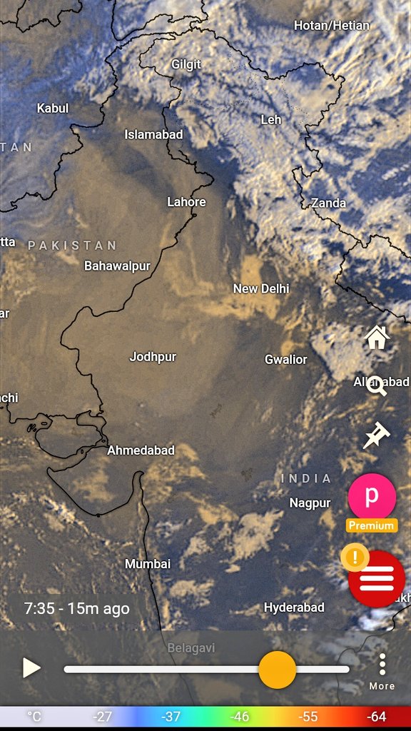 Dense low level fog observed over various parts of northwest India after Western Distrubance leaves.