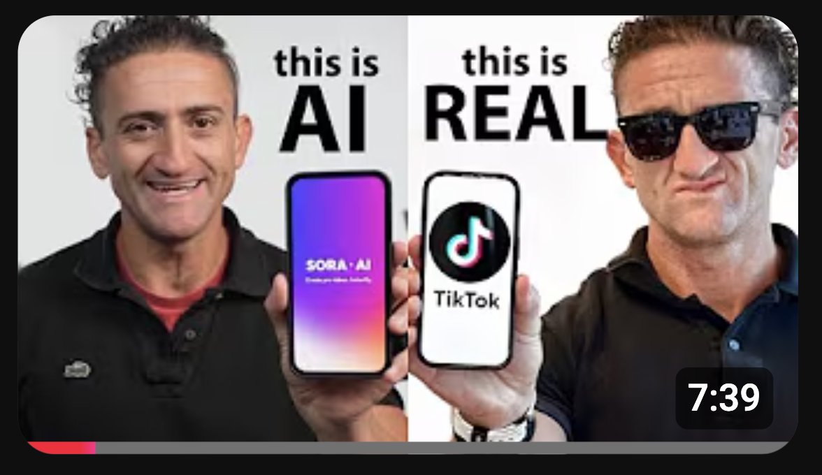 左右对比图：AI 生成的 Sora 内容与真实 TikTok 视频