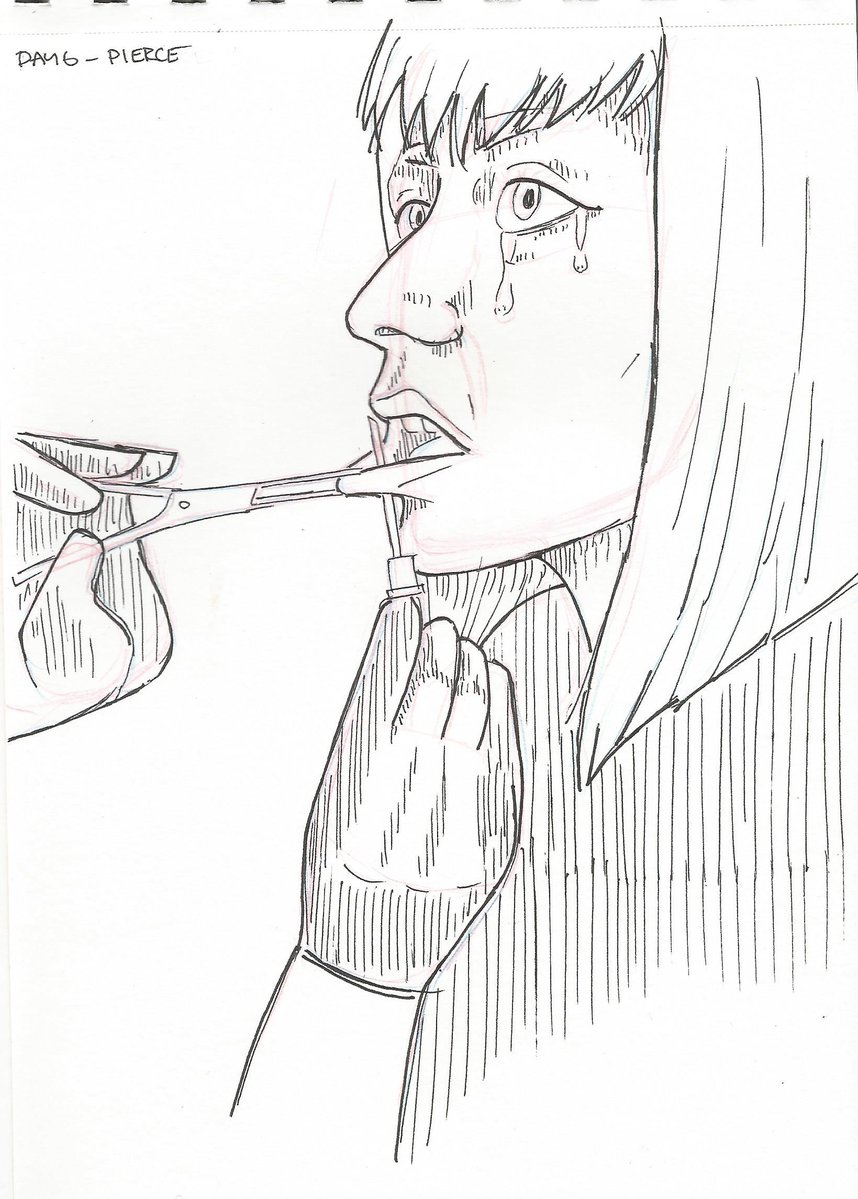 #inktober2025 #day6 #pierce 

Late piece and I don't care. Drew my #OC Madison getting her #Labret.