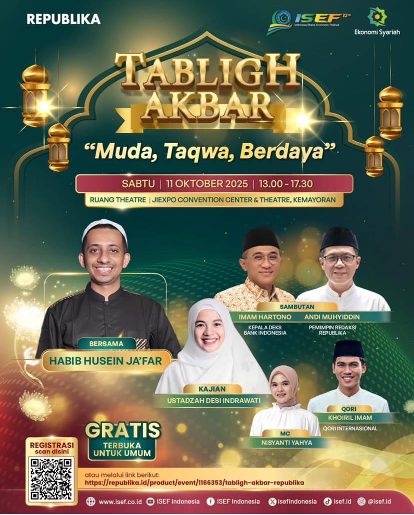 Ada kajian dan tabligh akbar juga lho di Indonesia Sharia Economic Festival ini. Salah satu yang pengen gue datengin ada di hari sabtu, tanggal 11 Oktober. Ada Habib Ja’far!
 
#ISEF2025 #EkonomiSyariah #IndonesiaShariaEconomicFestival 
<a href="/isefindonesia/">ISEF Indonesia</a> <a href="/bank_indonesia/">Bank Indonesia</a>