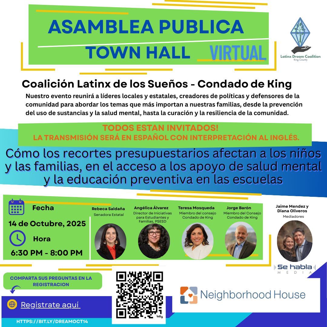 Learn how budget cuts affect kids and families, access to mental health supports, and prevention education in schools in the #Latinx Dream Coalition Town Hall (Latinx Dream Coalition Asamblea Comunitaria 2025) on Zoom Oct 14, 6:30 pm! bit.ly/DreamOct14