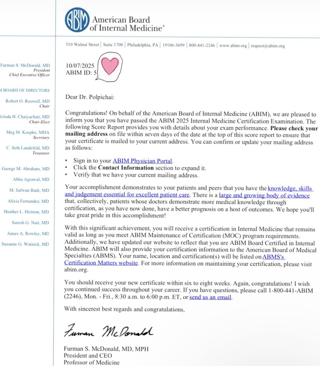 ✨ After 3 incredible years in residency, I’m officially American Board of Internal Medicine (ABIM) Certified! 🩺
#ABIM #MedTwitter