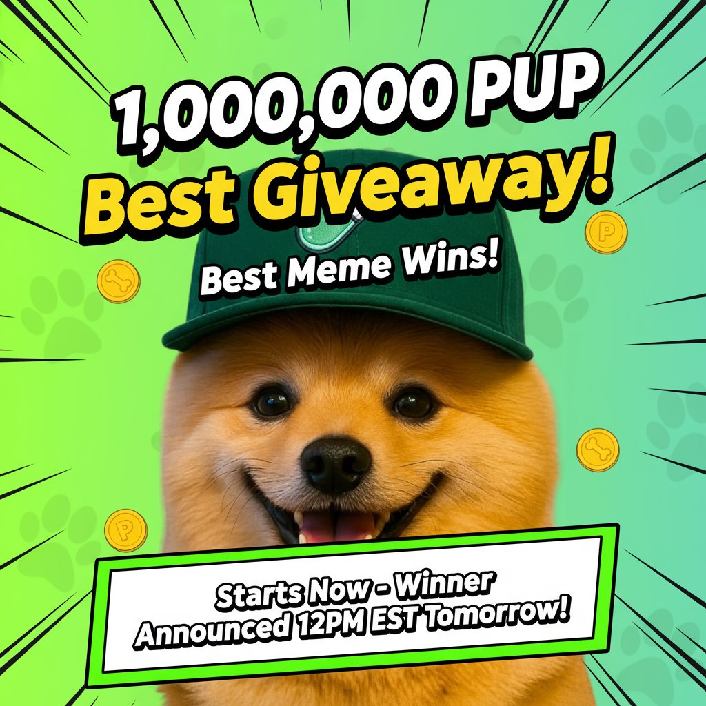 🚨 1,000,000 $PUP MEME CONTEST ALERT! 🚨
Hey Pup Pack 🐶💥  it’s time to unleash your inner meme master!

We’re giving away 1,000,000 $PUP tokens to the funniest, most viral meme in the pack! 🔥
How to enter:
1️⃣ Like this post ❤️
2️⃣ Comment “$PUP meme contest” with your best
