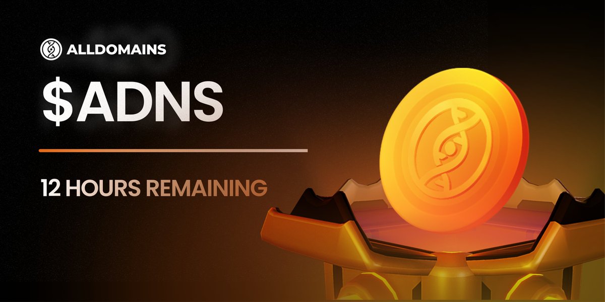 Halfway 🔔
1726 $SOL raised 
1599 backers 
122M $ADNS sold

Final chance to buy at presale before TGE in just a few hours launch.alldomains.foundation