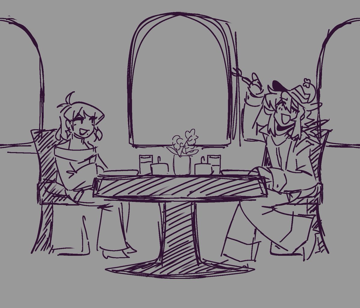 Copowtober day 5: supper 

Another doodle! Just chatting and eating….