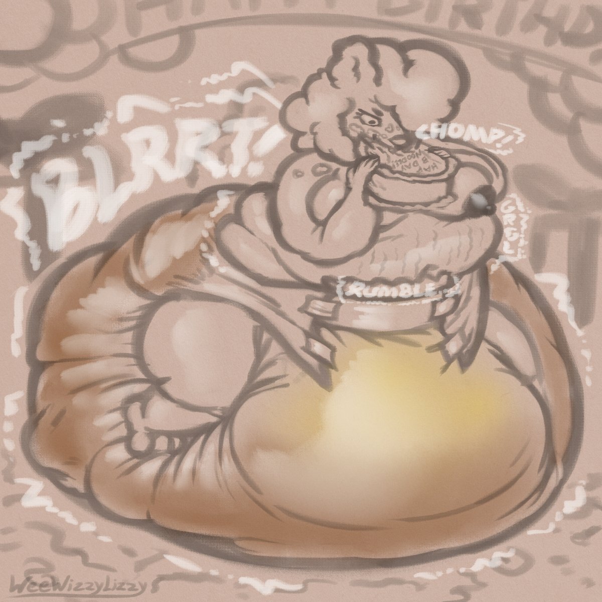 (messy, fatfur)
just a big Noodle homfing at her b-day cake!