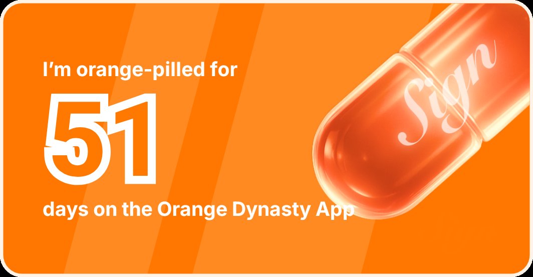 I've been Orange-Pilled and Seeing Signs for 51 days 👀🧡🐉.Join the app and be a better version of yourself!
orange.sign.global/app?user=GDWN1…