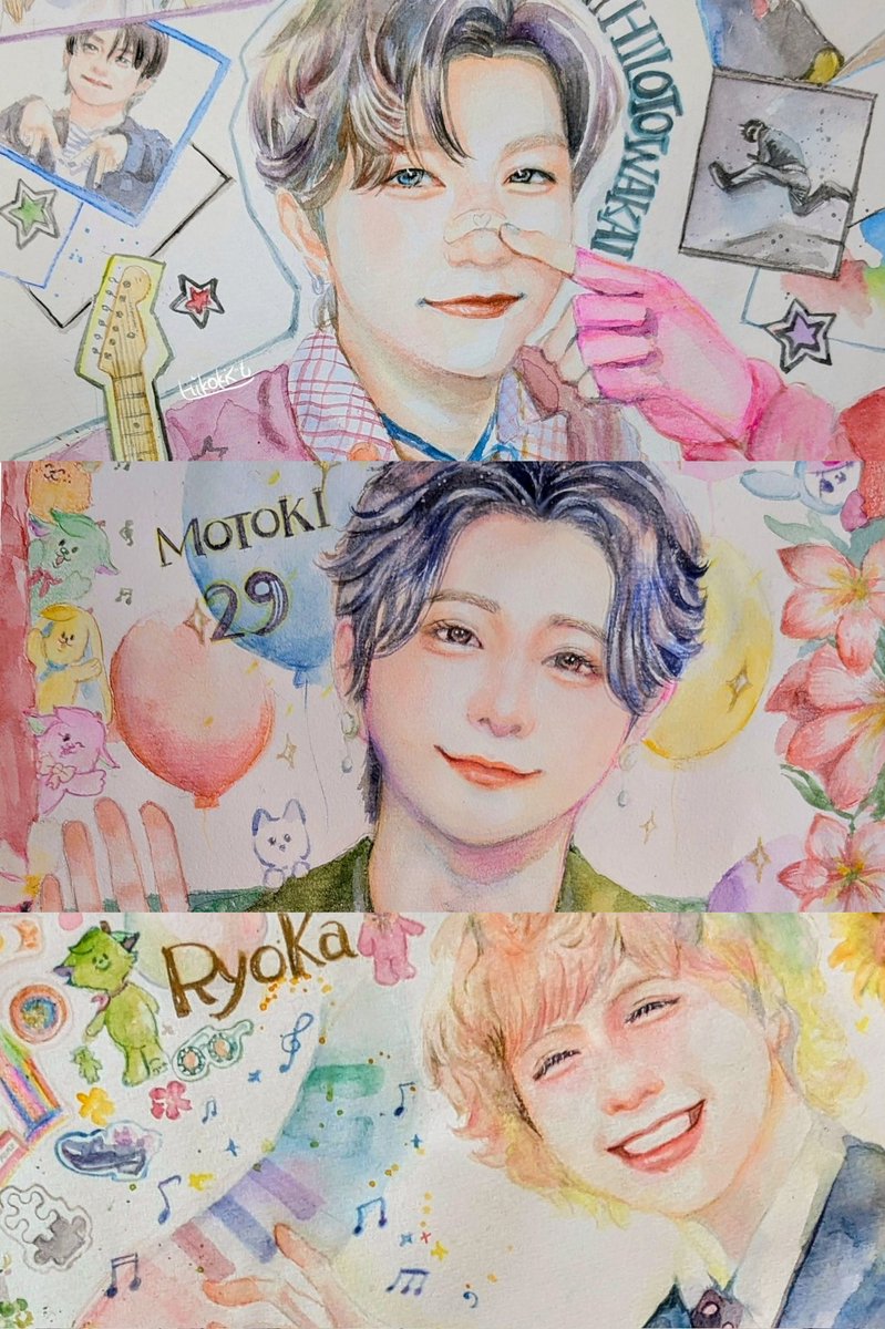 バースデーイラスト揃いました🎂
これからもミセスが進む道を応援させて下さい٩(ˊᗜˋ*)و✧*｡
#MrsGREENAPPLE