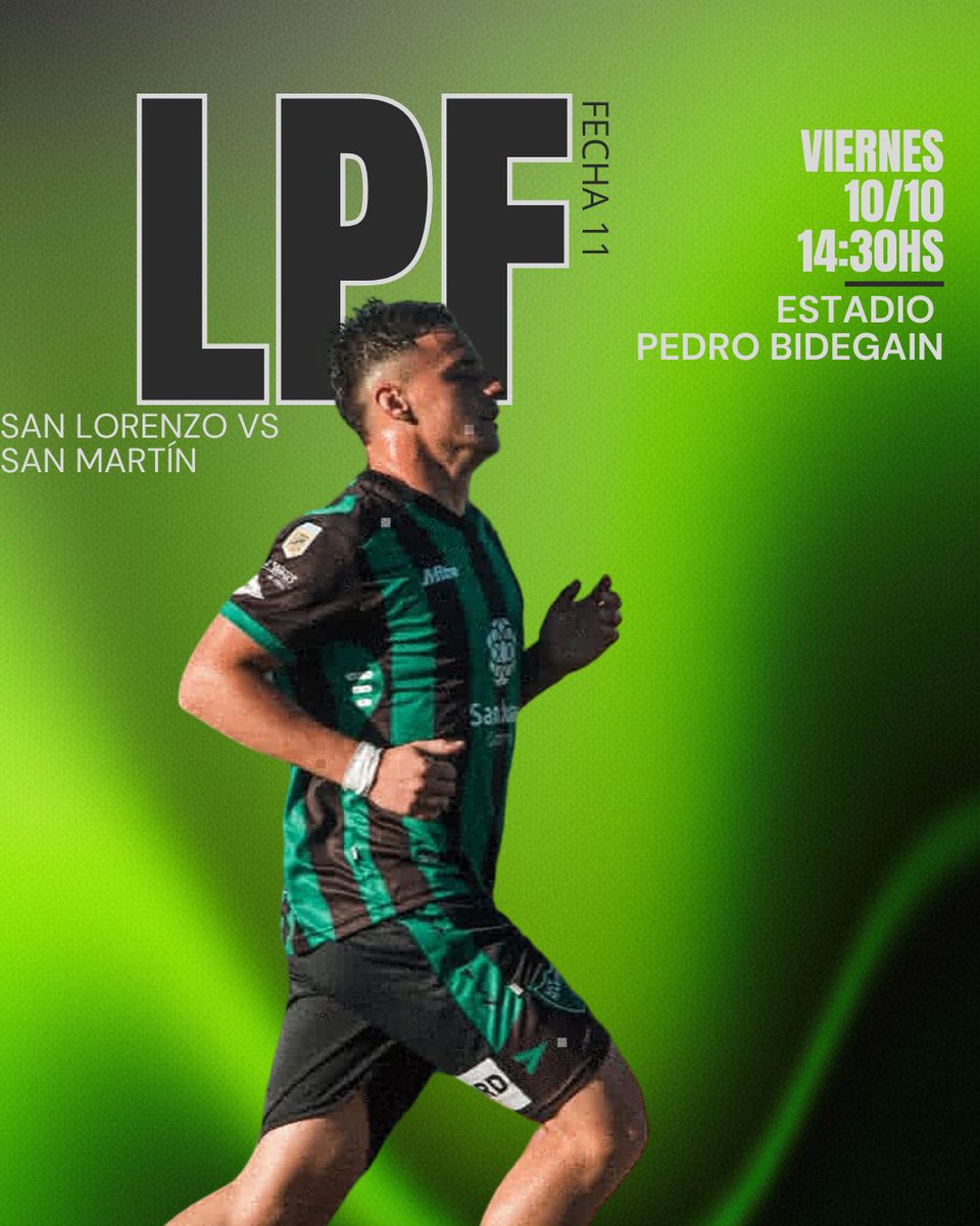 San Martín visita este viernes a San Lorenzo por la fecha 11 de la Liga Profesional.
El Verdinegro buscará sumar puntos importantes fuera de casa para seguir peleando por la permanencia.

El partido se jugará en el estadio Pedro Bidegain desde las 14:30 hs.