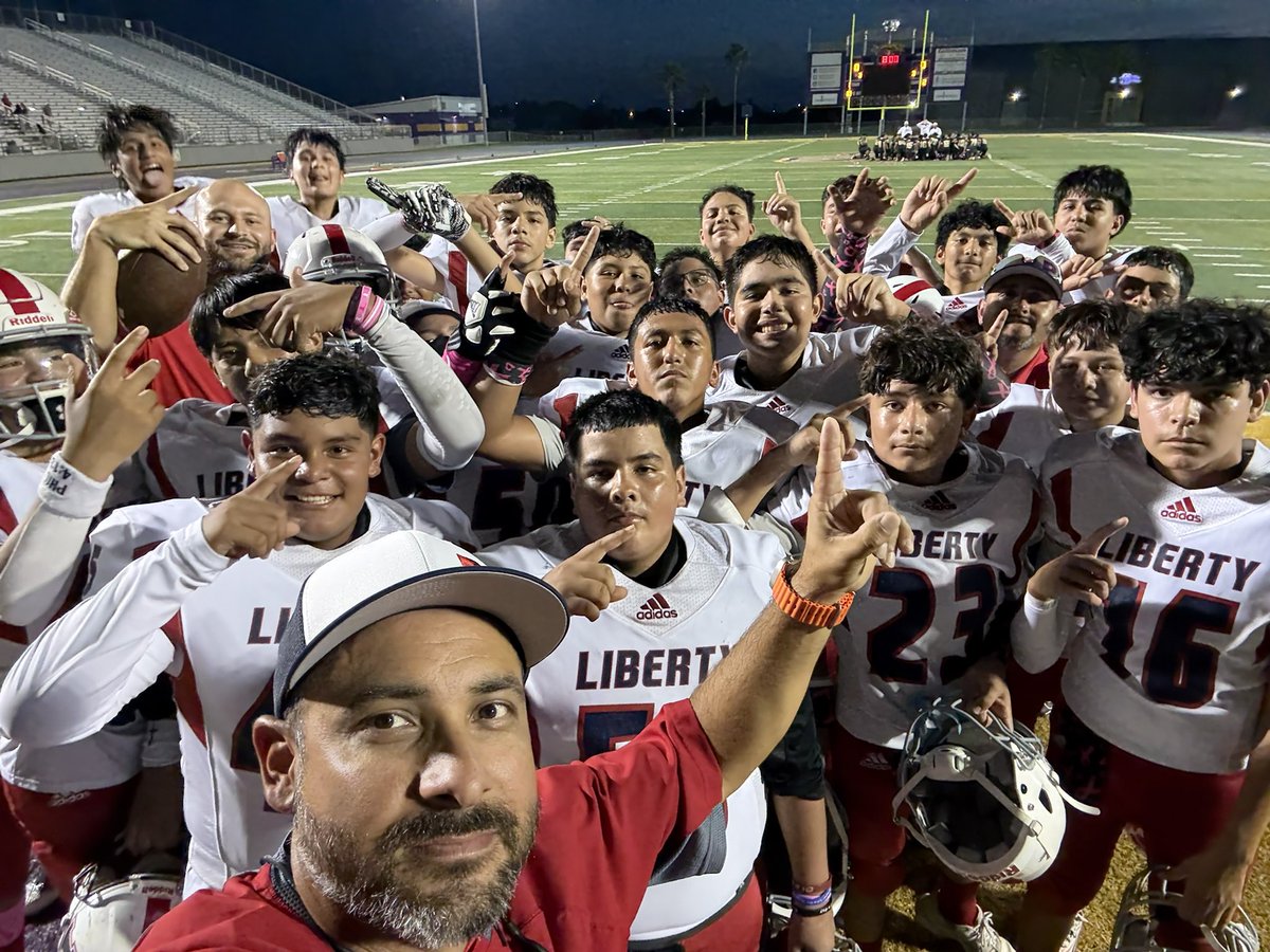 Liberty does it again! Both 7th and 8th grade take the win tonight! 7th grade is now 7-0 while 8th grade is undefeated in district. One more game for both teams. Let’s gooooo!! 🦅🏈