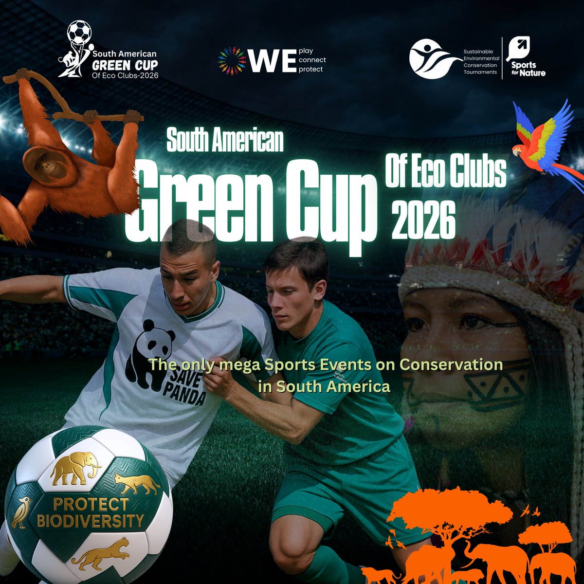 SouthAmericanGC's tweet photo. Football meets the rainforest! The South American Green Cup 2026 stands with the Amazon and its people where every fan becomes a guardian of nature.
Play for the Planet.
@IUCN @UNEP @Cop30noBrasil
#SouthAmericanGreenCup #SaveTheAmazon #SportsForNature #COP30 #Brazil2026 https://t.co/70UyUYkYfL