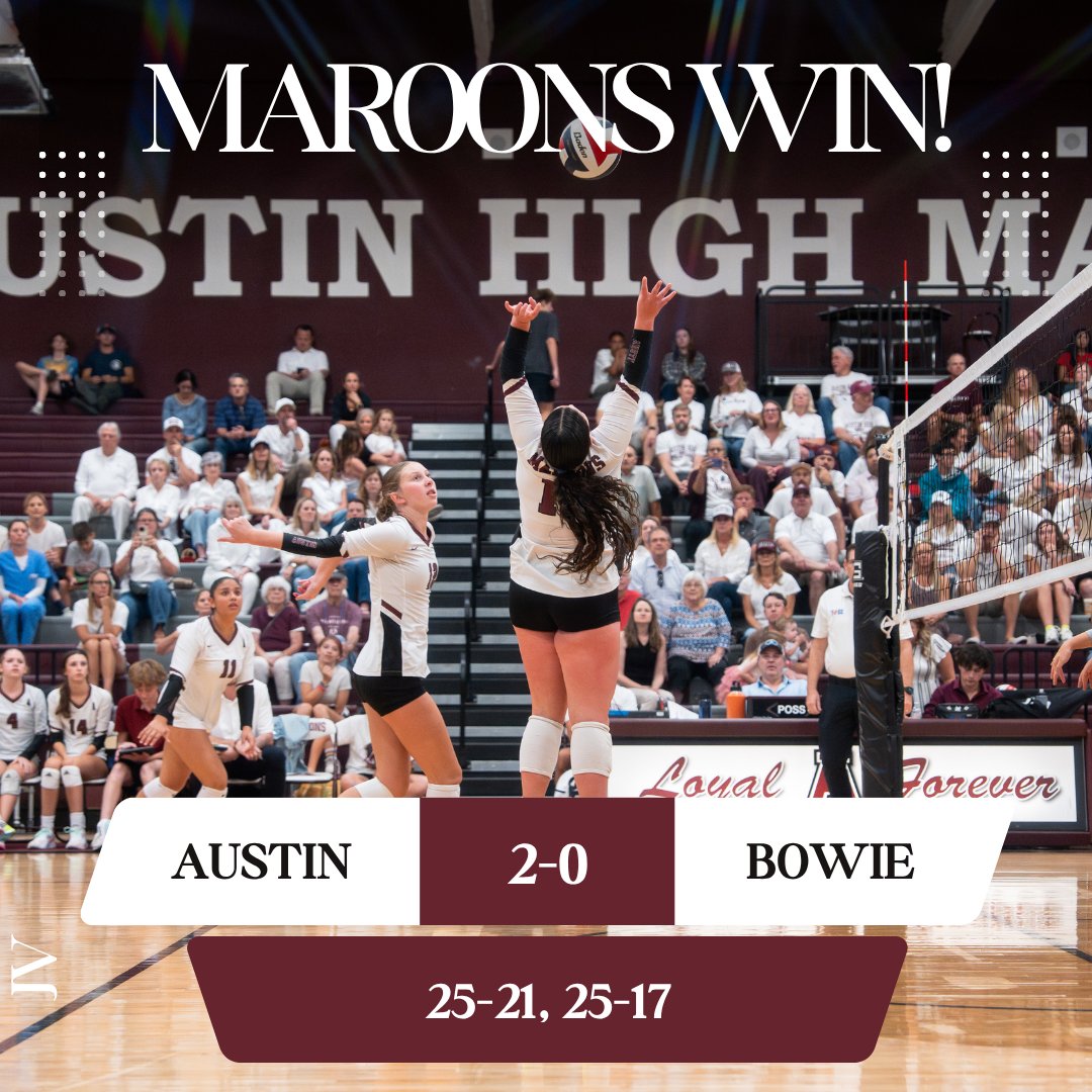 AustinHighVball's tweet photo. Maroons win! Austin finishes with a program sweep over Bowie on Middle School Night. Thank you to all the #FutureMaroons who came out. We can't wait to see you in Maroon!
#GoMaroons #LoyalForever #ahsvball #txhsvb #volleyball https://t.co/MJmUvqk4RS