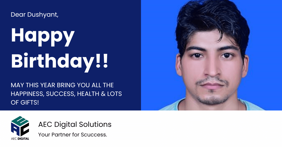 AEC_Digital_Sol's tweet photo. 🎉 Happy Birthday, Dushyant! 🥳
Your dedication and energy make AEC Digital Solutions stronger every day. Wishing you success, joy, and good health ahead! 🎂🎈
#TeamAEC #BirthdayCelebration #AECDigitalSolutions https://t.co/Jbegic3mCI