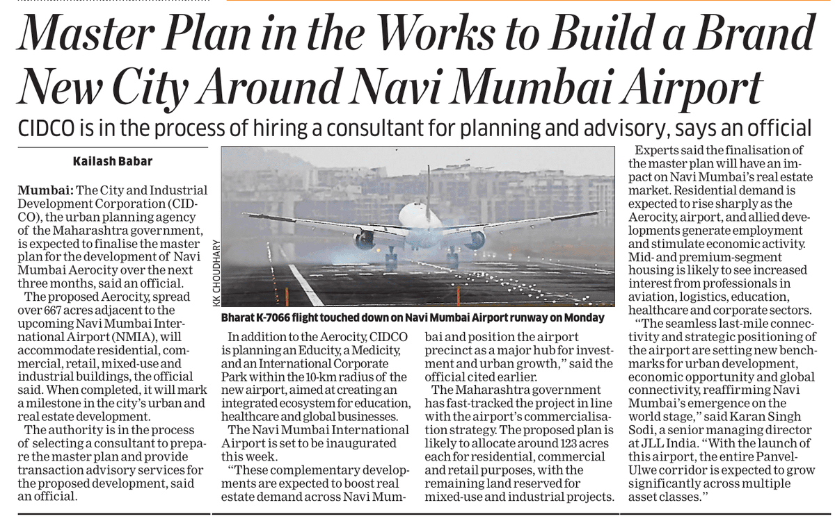 .<a href="/CIDCO_Ltd/">CIDCO Ltd</a> plans 667-acre #Aerocity near #NaviMumbai international #airport with #residential, #commercial, #industrial, #retail &amp; #mixeduse zones, #Educity, #Medicity &amp; #corporatepark
economictimes.indiatimes.com/industry/servi… <a href="/EconomicTimes/">Economic Times</a> #Realty #Land #Infrastructure #UrbanDevelopment