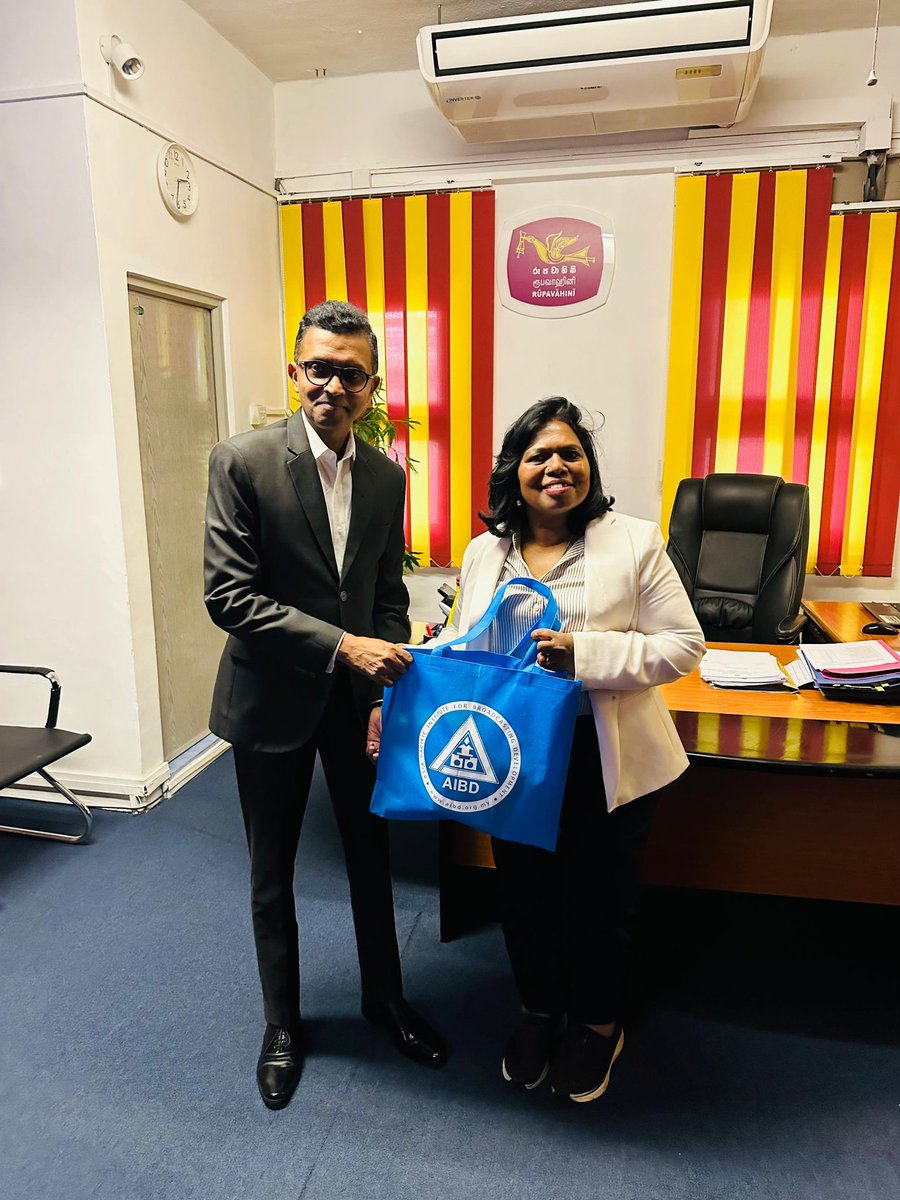 myAibd's tweet image. 📺 A meaningful exchange at SLRC 🇱🇰
It was a pleasure meeting Mr. Gihan De Silva, Chairman of Sri Lanka Rupavahini Corporation, at the SLRC premises in Colombo. Looking forward to impactful initiatives ahead! 🌏🤝 #AIBD #SLRC #MediaDevelopment #SriLanka #RegionalCooperation