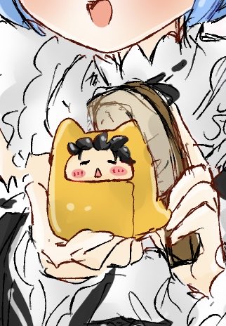 ナツキ・スバル ,ラム(リゼロ) 「昨日描いたたぴちゃん表情こだわって描いたけどちっさすぎたのでね…拡大したのをね…」|抹茶ペンギンのイラスト