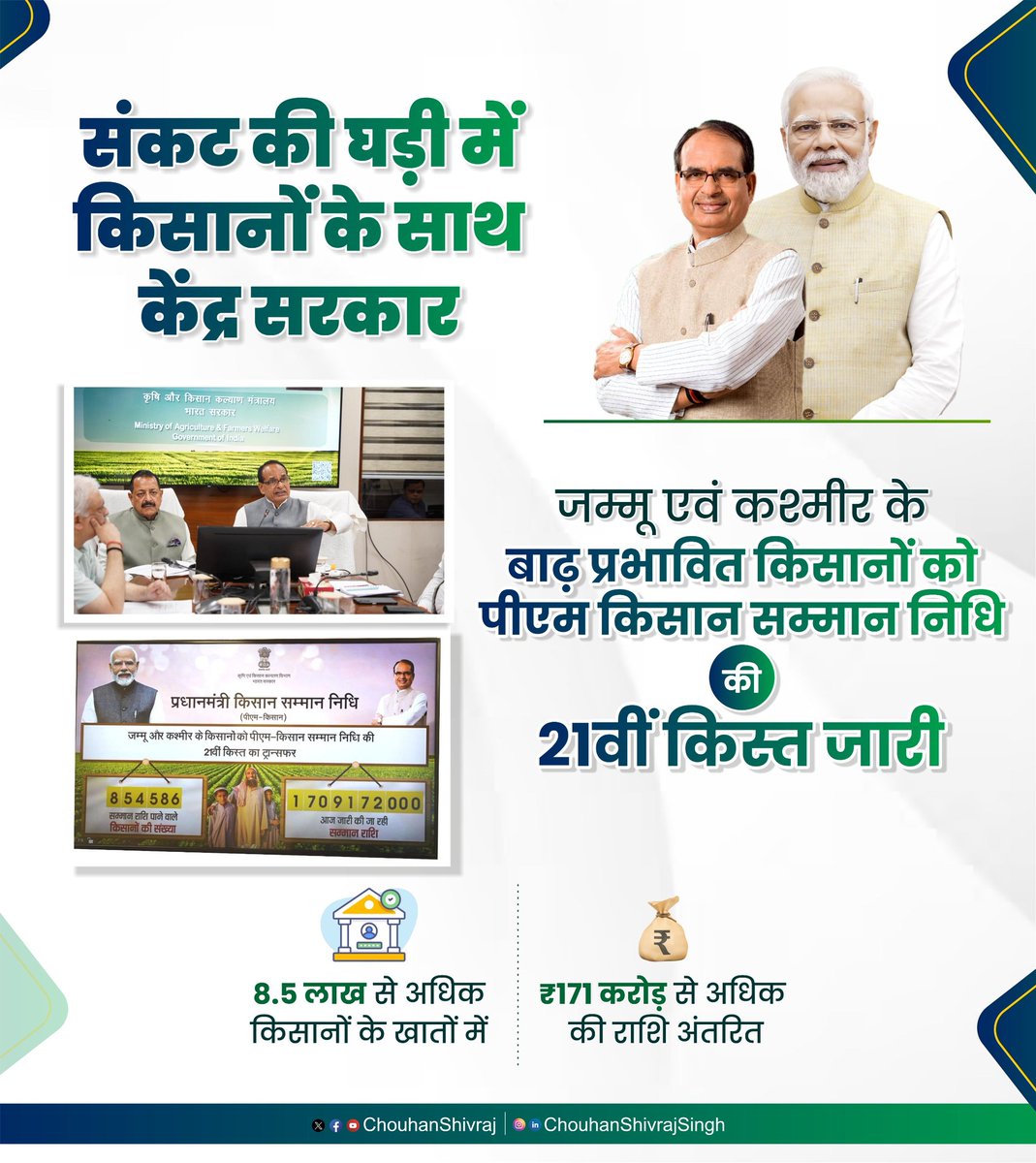 OfficeofSSC's tweet photo. जम्मू एवं कश्मीर के बाढ़ प्रभावित किसानों को पीएम किसान सम्मान निधि की 21वीं किस्त जारी https://t.co/4cJCTrGX6d