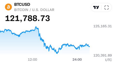 LawrenceBaylor3's tweet photo. Back at $121K and still strong, #Bitcoin never sleeps. https://t.co/pgBfclbKuD