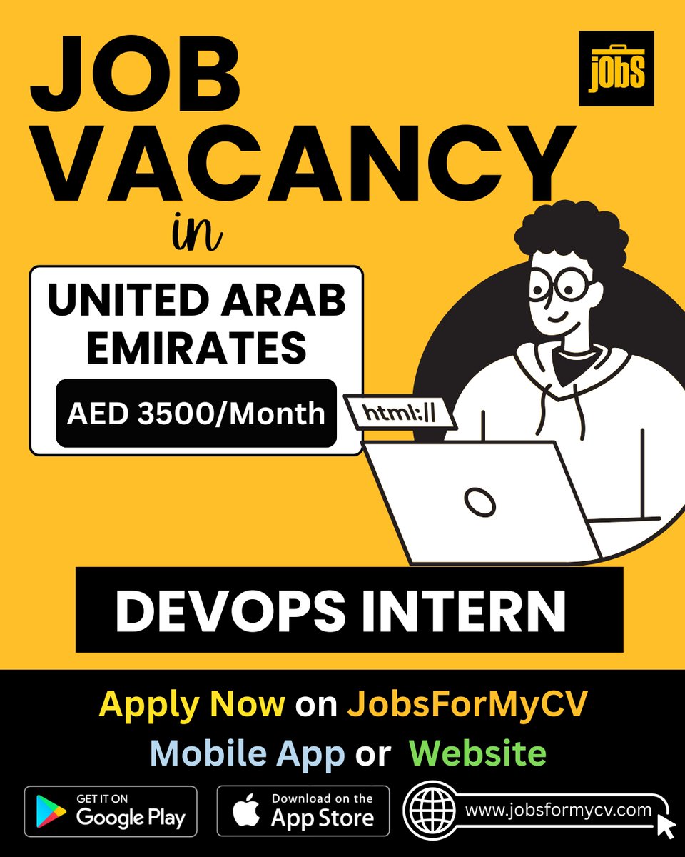 jobsformycv's tweet image. Hiring DevOps (Development and Operations) Interns in UAE! Gain real-world experience and grow your career with us.
Apply Now – jobsformycv.com/register/candi…
#JobsForMyCV #UAEJobs #DevOpsIntern #TechJobs #CareerGrowth #Internship #JobSeekers #GlobalJobs