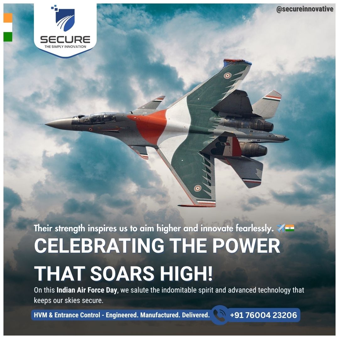SecureIndia_'s tweet image. Celebrating the Power that Soars High!

On this Indian Air Force Day, we salute the indomitable spirit and advanced technology that keeps our skies secure.

#SecureInnovative #EntranceControl #IndianAirForceDay #InnovationInSecurity #JaiHind #IndianAirForce #NationFirst