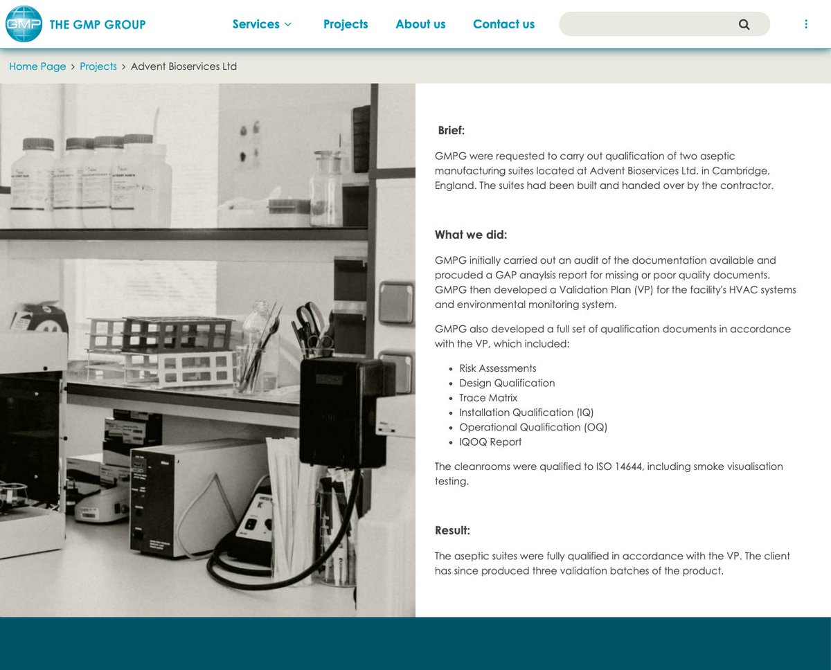 "GMPG were requested to carry out qualification of two aseptic manufacturing suites..." #AdventBioservices

"The aseptic suites were fully qualified in accordance with the VP. The client has since produced three validation batches of the product."

thegmpgroup.com/projects/adven…

$NWBO
