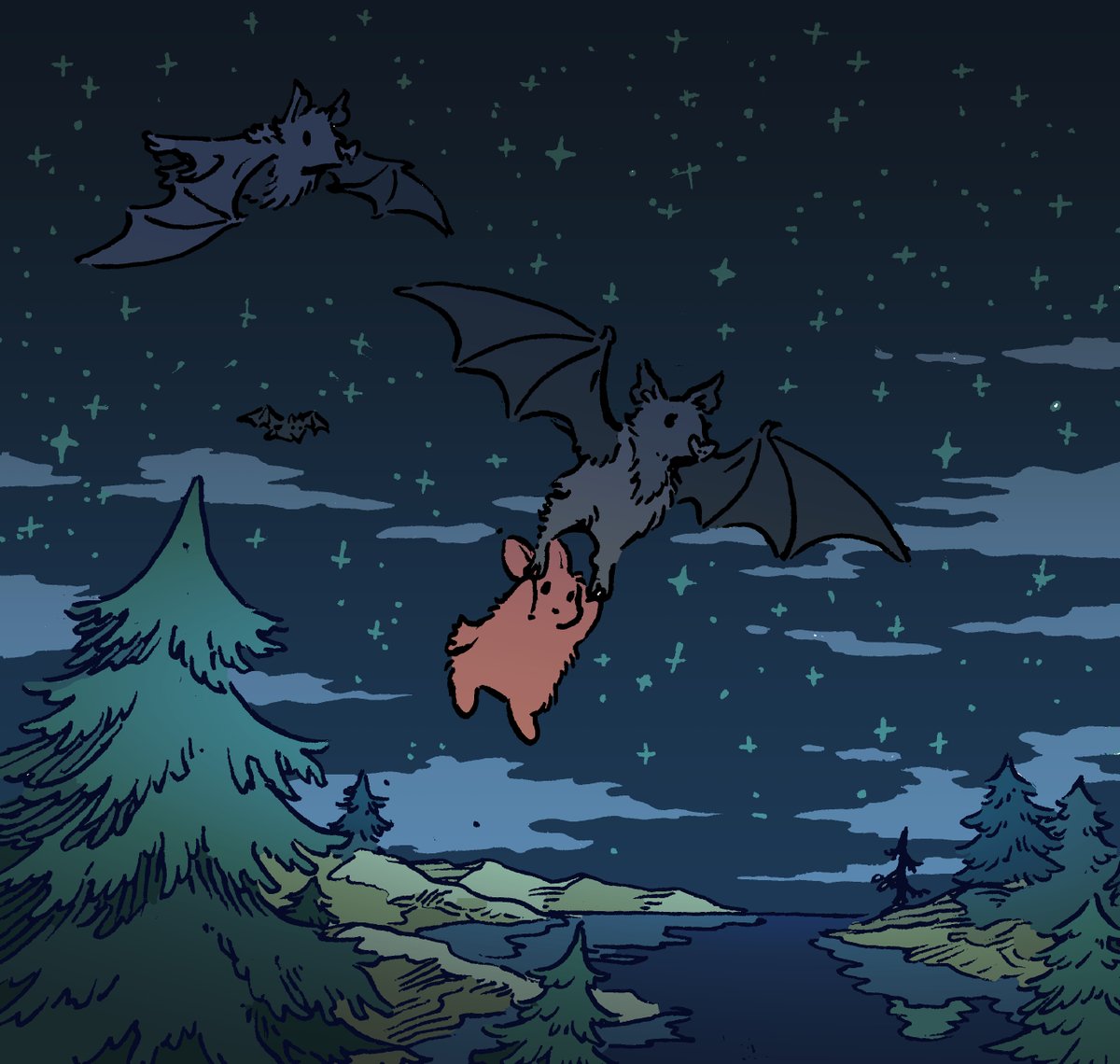 Daily bunny no.3101 flying by night