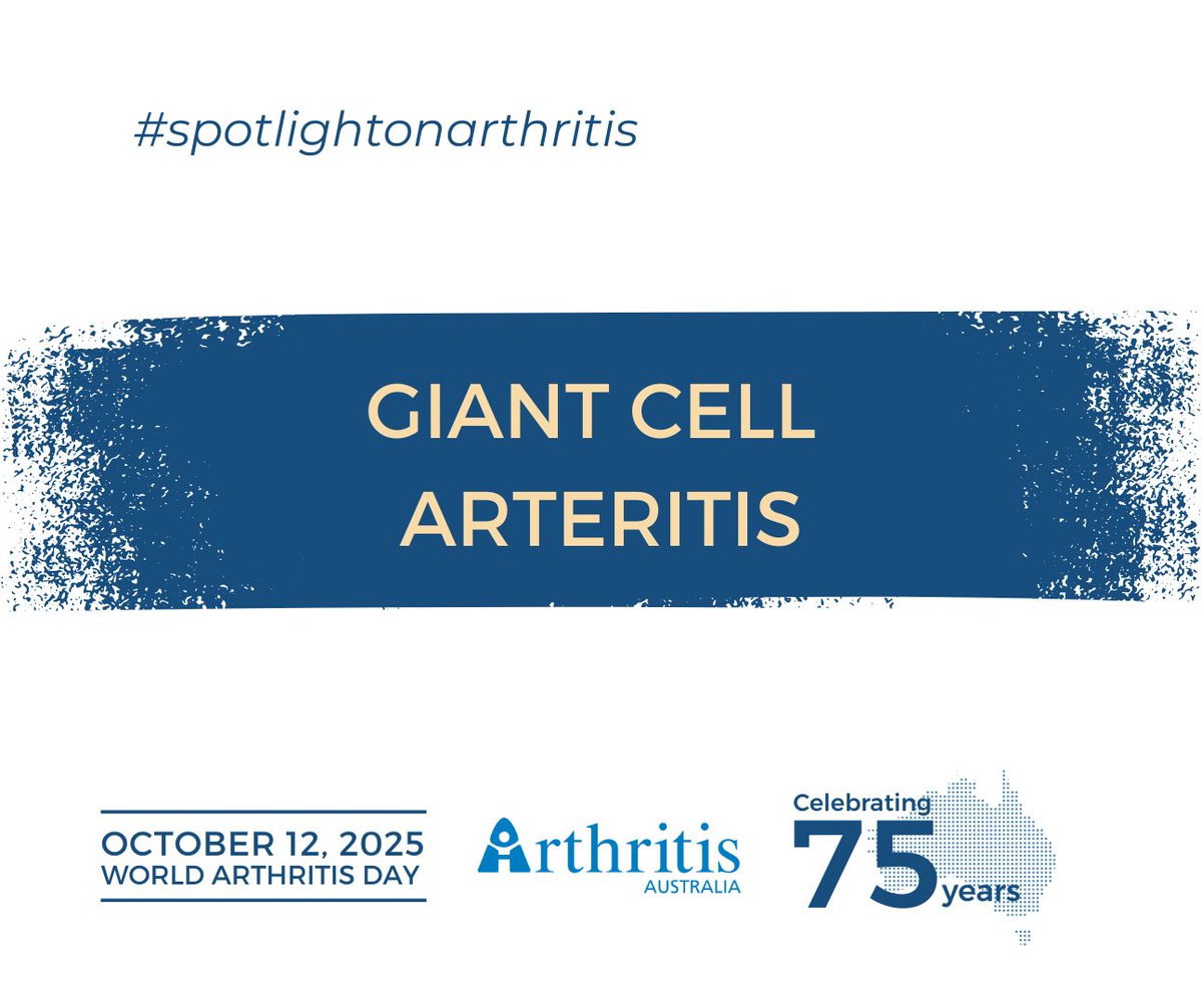 #GiantCellArteritis is an inflammatory condition that affects the blood vessels, particularly those in the head and neck. If left untreated, it can lead to serious complications. 
Learn more: arthritisaustralia.com.au/types-of-arthr…

#ArthritisAustralia #WorldArthritisDay #WorldArthritisDay2025