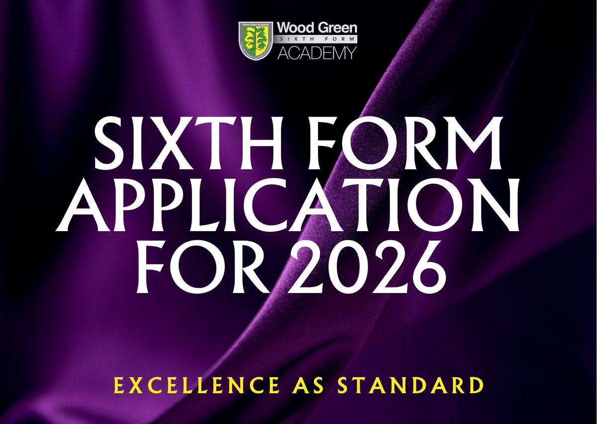 Are you ready to take your ambitions to the next level? At our Sixth Form, you’ll find the perfect environment to challenge yourself, discover your potential, and prepare for whatever comes next.

Please visit our website for more details.

woodgreenacademy.co.uk/sixth-form-app…

#SixthForm