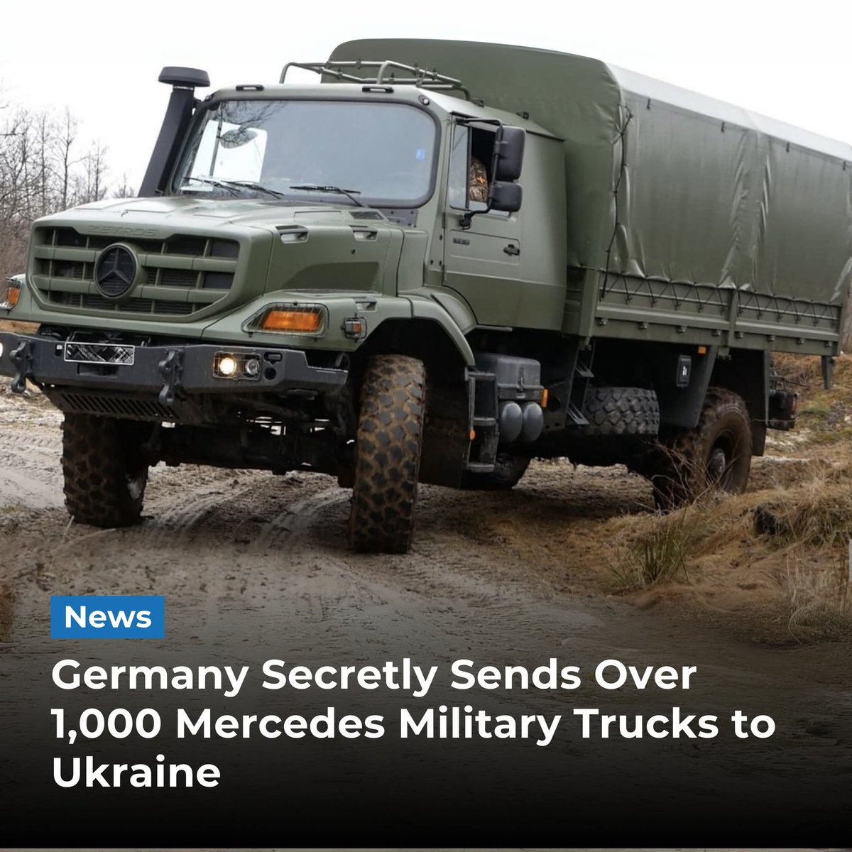 1/3
Germany has reportedly delivered over 1,000 Mercedes-Benz military trucks to Ukraine under a confidential logistics agreement, marking one of Berlin’s largest covert aid efforts.