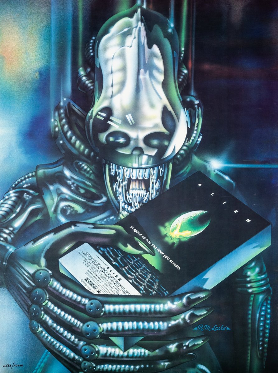 ALIEN poster art by R.M. Laslo for the 1980 home video release.