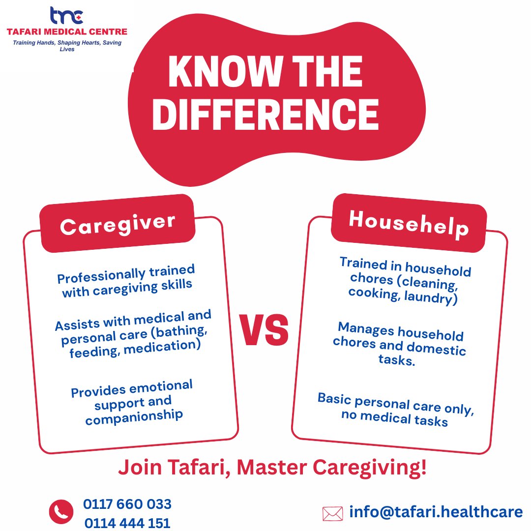 Tafari_Medical's tweet image. Caregivers do more than clean — they care.
🎓 Join Tafari, Master Caregiving!
#TafariMedicalCentre #Caregivers #Househelp #MedicalCare #MasterCaregiving #MainaAndKingangi