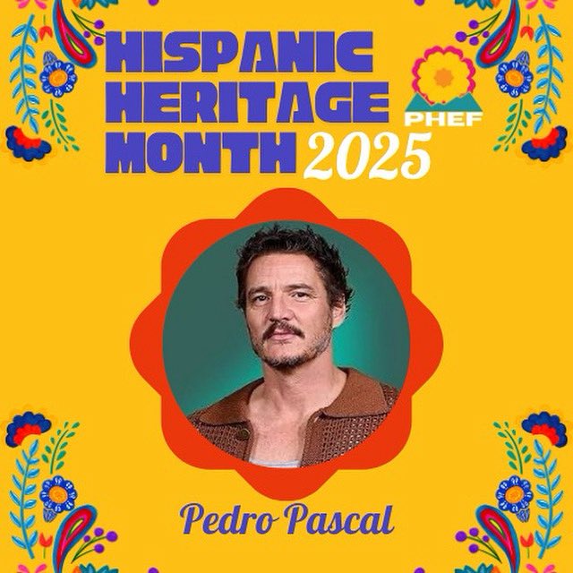 🎉 Hispanic Heritage Month – Day 23
Meet Pedro Pascal

🇨🇱 Chilean-born actor and Emmy nominee for The Last of Us, celebrated for his talent, advocacy, and pride in his heritage. 🎬

#HispanicHeritageMonth #PHEF #LatinoLeaders #CulturalIcons