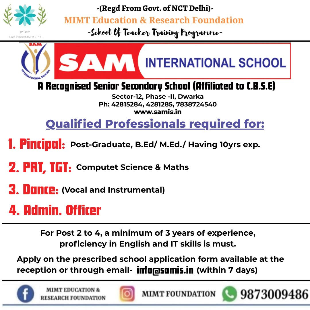 FoundationMimt's tweet image. School Vacancies For You
