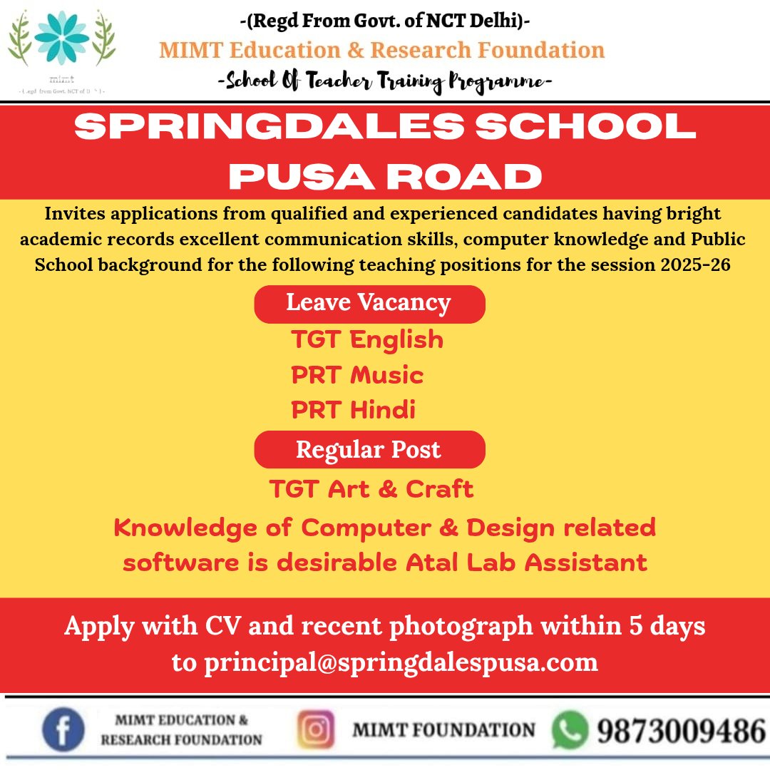 FoundationMimt's tweet image. School Vacancies For You
