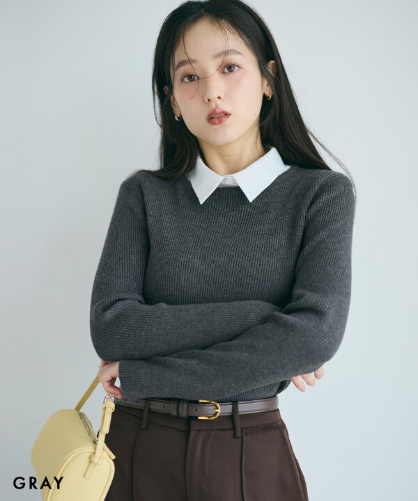 basement onlineのリブニット、シンプルな白襟とレースの2タイプの襟付きで着回し効いて可愛い🖤 今日中10%オフクーポンで約4千円とお値段も可愛め🫶🏻