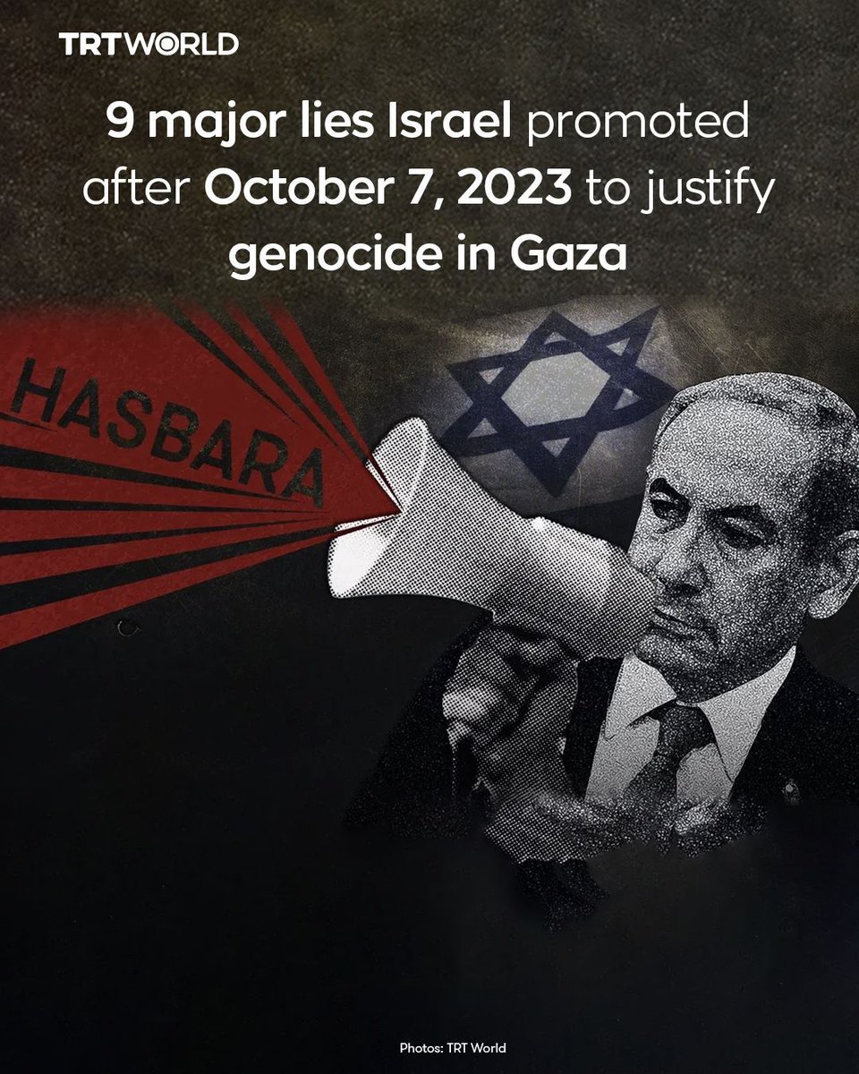 Nine major lies Israel promoted in bid to manipulate Gaza narrative and sway global opinion, from claims of "beheaded babies" to assertions of a "most moral army"
🔗  trtworld.com/article/1eb43f…