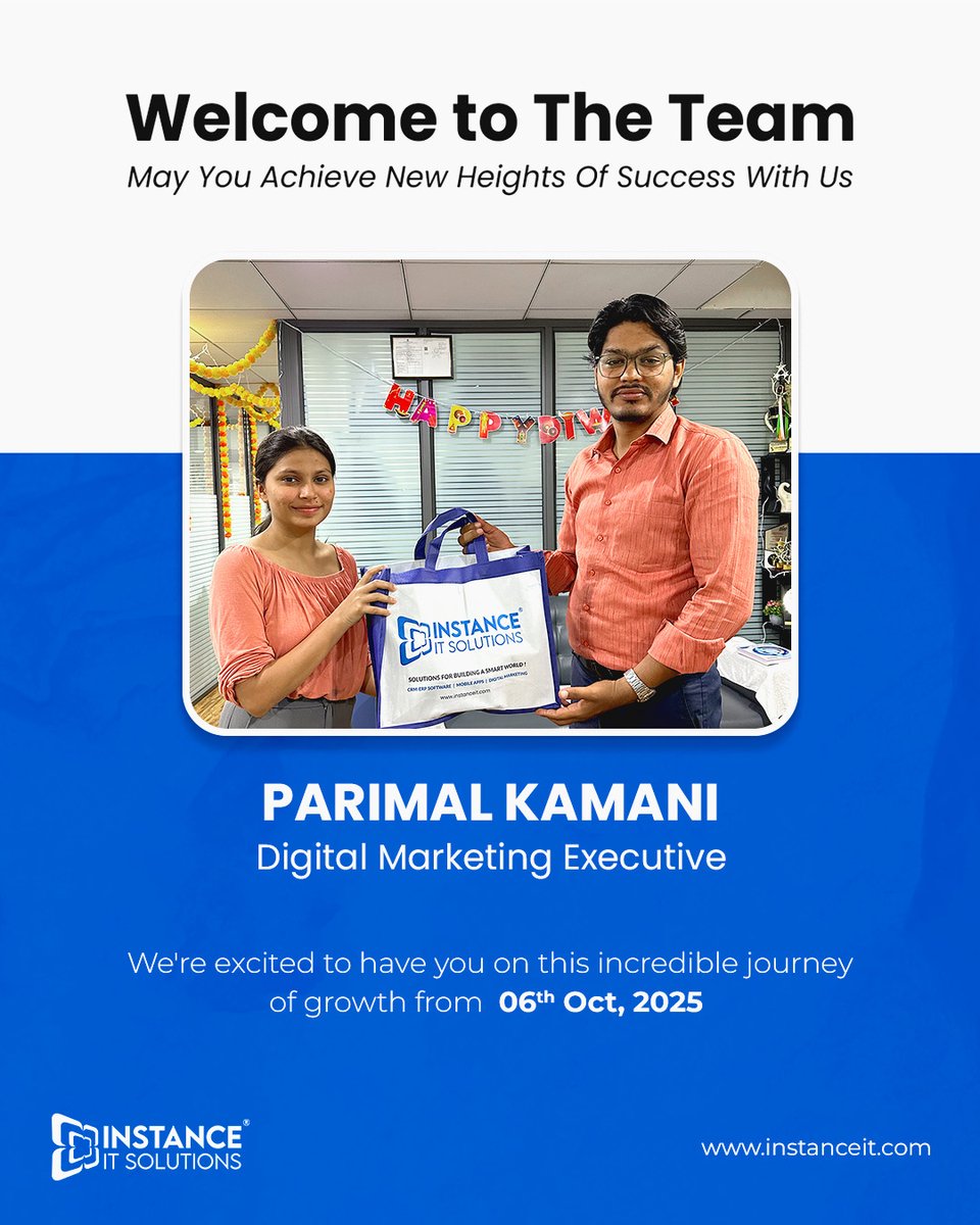 instance_it's tweet image. 🌟 New Talents, New Energy, New Beginnings! 🌟

We’re thrilled to welcome two amazing individuals to the Instance IT family! 💙

#WelcomeOnBoard #InstanceITSolutions #NewJoiners #TeamGrowth #NodeJSDeveloper #DigitalMarketing #WorkCulture #TechTeam #InnovationAtWork #InstanceIT