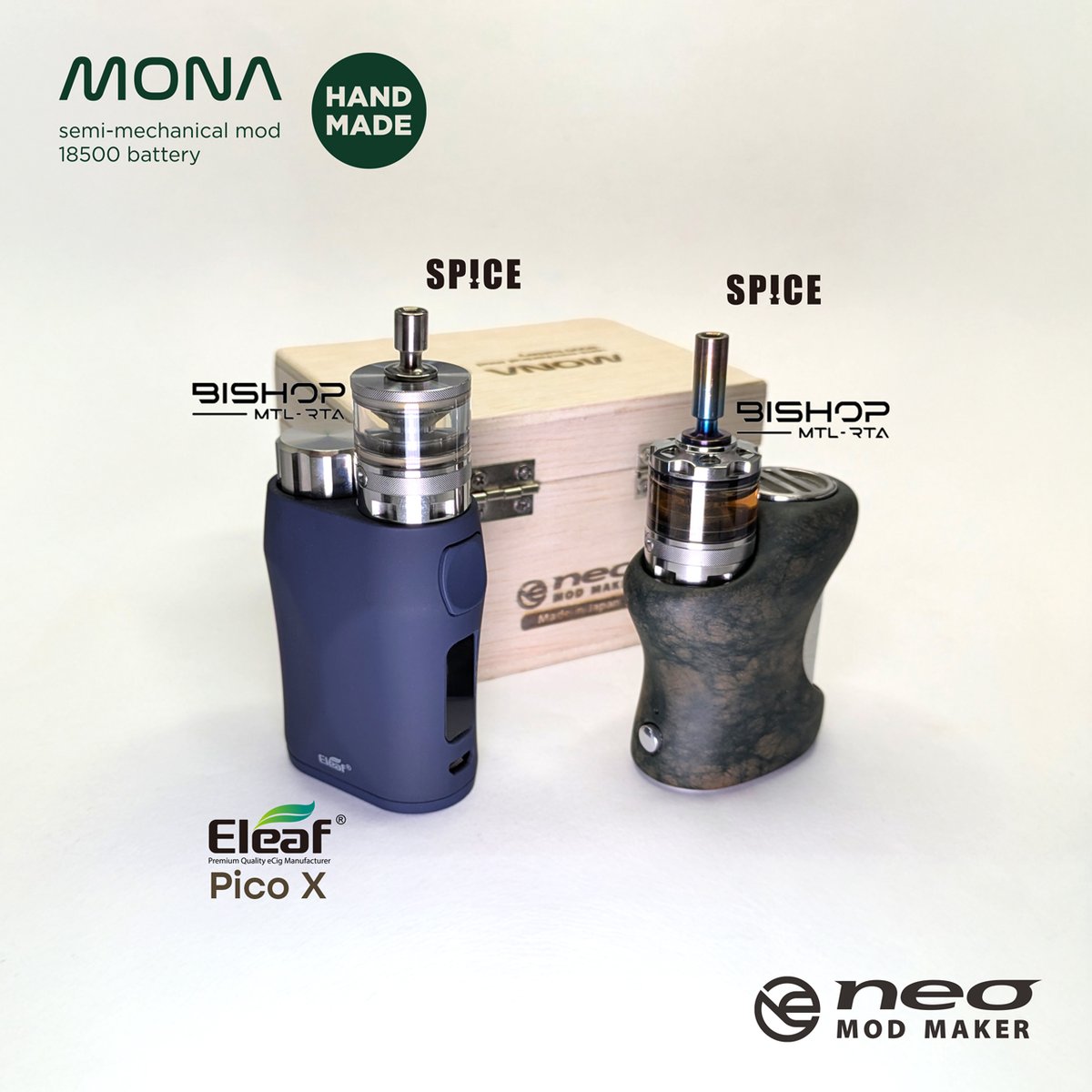 NEO27809986's tweet image. お疲れ様です(^^)

MONAのサイズ感が知りたいとDMを頂いたので
画像をアップしておきますね😆

使っているPicoがあまりにも汚かったので
大きさの比較はPicoXです（笑）

”SPICE”ホントかっこいい👍

#MOD_NEO #VAPE #SemiMechanical #stealth #handmade #3D #SPICE