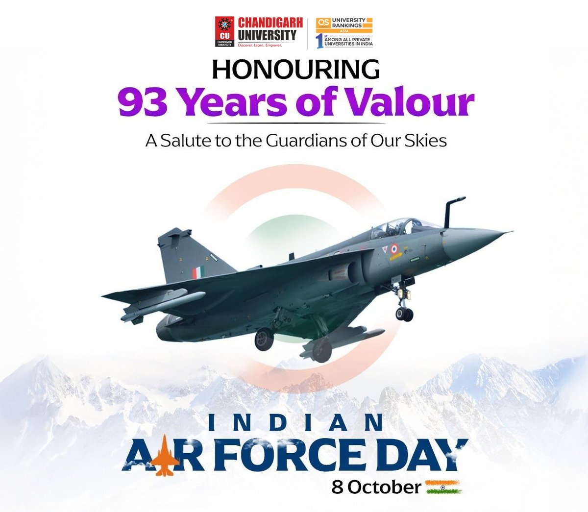 Chandigarh_uni's tweet image. भारतीय वायु सेना दिवस पर समस्त वायुसैनिकों और देशवासियों को हार्दिक शुभकामनाएँ। आपका पराक्रम और वीरता हमारे राष्ट्र का अभिमान है।

#IndianAirForceDay2025 #IndianAirForceDay #IndianAirForce #ChandigarhUniversity
