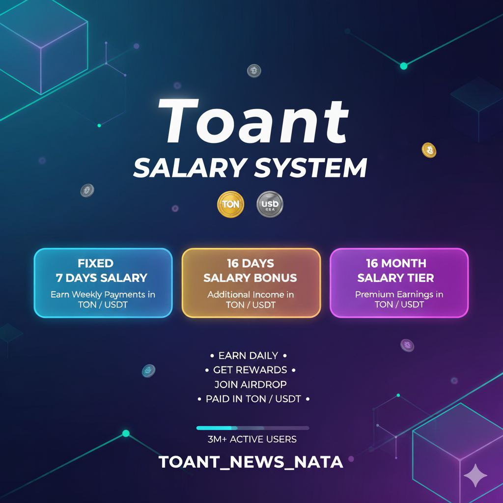 Toantofficial's tweet photo. 💼 Imagine getting Fixed Salary from a Crypto Airdrop Project!

🚀 TOANT brings the world’s 1st system where users get:
✔️ Salary every 7 days
✔️ Salary every 16 days
✔️ Salary every 1 month

⚡ 0% Investment | 100% Real Salary | Direct to Wallet

#toantAirdrop  #Crypto  #Mining https://t.co/Z3eBjxy11J
