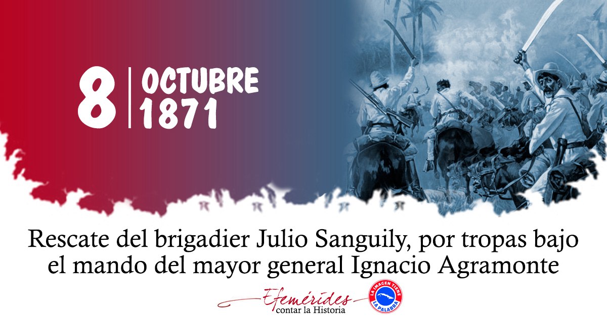 El Mayor General Ignacio Agramonte, con una caballería de 35 hombres, atacó una guerrilla de 120 efectivos, en la vanguardia el capitán Henry Reeve, se entabló la lucha cuerpo a cuerpo y  Sanguily es rescatado.
#CubaViveEnSuHistoria