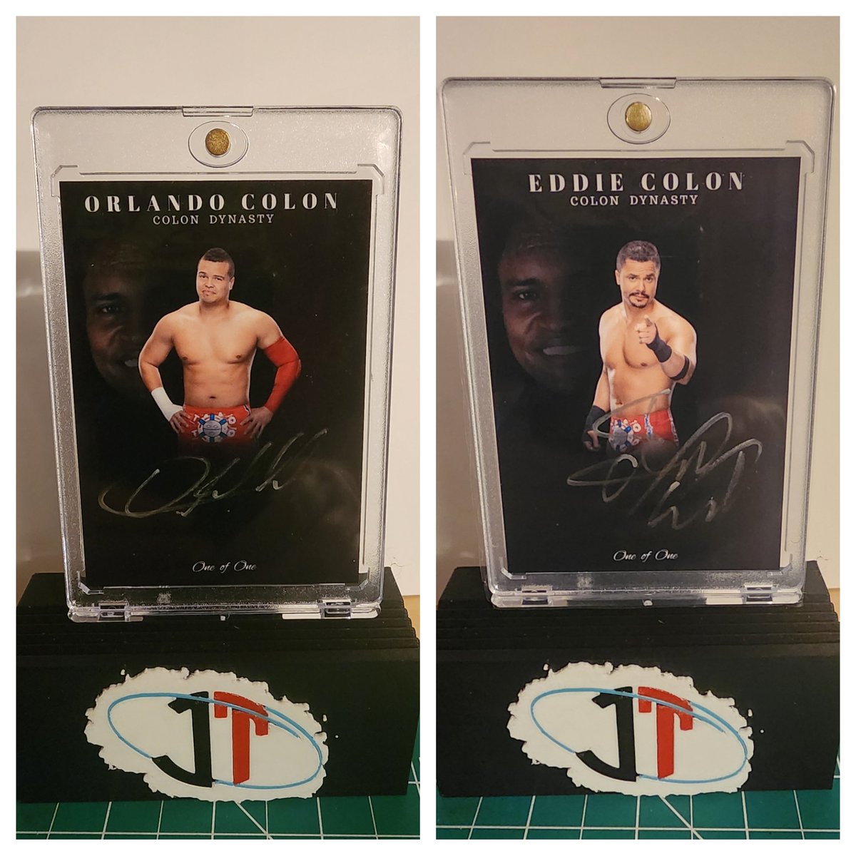 TheRealJovanie's tweet photo. Got these done this past weekend. As part of my Carlos Colon sr collection. Orlando and Eddie were great. Now I just need to try and get @Litocolon279
#CarlosColon #CarlitosColon #ElAcrobata #DinastiaColon #OrlandoColon #EddieColon #Epico #Primo #WWC #WWEHOF2014 #LosColons https://t.co/XKwfTtb6qB